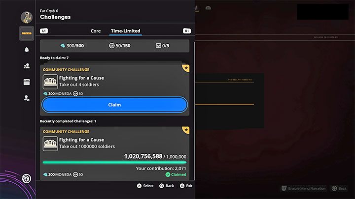 Z poziomu zakładki Challenges możecie przeglądać dostępne wyzwania i występują w dwóch odmianach - Ubisoft Connect i Ubisoft Rewards - Far Cry 6 - poradnik do gry