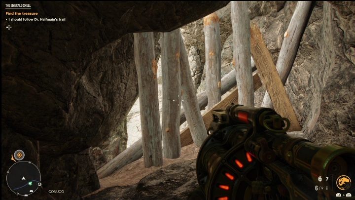 Waszym zadaniem jest zabranie czaszki, a następnie zniszczenie desek, które blokują wyjście z jaskini - Far Cry 6: Szmaragdowa czaszka (The Emerald Skull) - Wyprawy po skarby (El Este) - Far Cry 6 - poradnik do gry