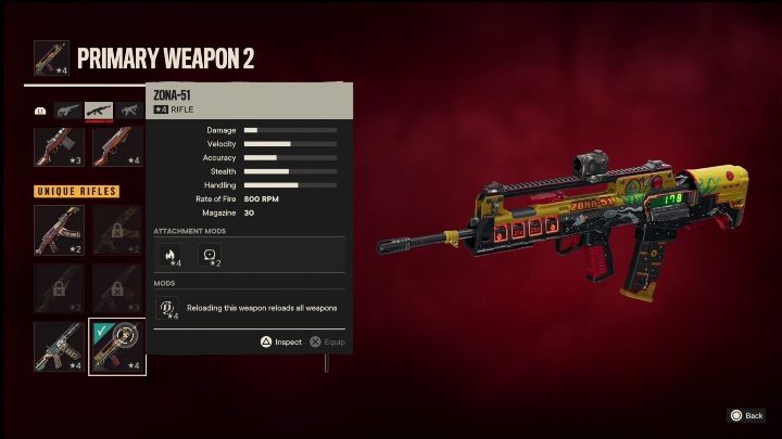 Cechy specjalne: Zona-51 to karabin, który od startu posiada takie modyfikacje jak - Far Cry 6: Karabiny, Unikalne bronie - lista - Far Cry 6 - poradnik do gry