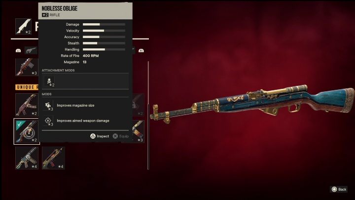Cechy specjalne: Noblesse Oblige to karabin, który od startu posiada takie modyfikacje jak - Far Cry 6: Karabiny, Unikalne bronie - lista - Far Cry 6 - poradnik do gry