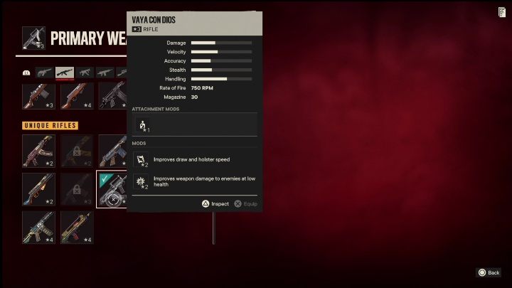 Cechy specjalne: Vaya Con Dios to karabin, który od startu posiada takie modyfikacje jak - Far Cry 6: Karabiny, Unikalne bronie - lista - Far Cry 6 - poradnik do gry