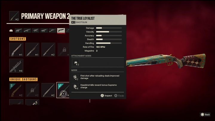 Cechy specjalne: Prawdziwy lojalista to strzelba, która od startu posiada takie modyfikacje jak - Far Cry 6: Strzelby, Unikalne bronie - lista - Far Cry 6 - poradnik do gry