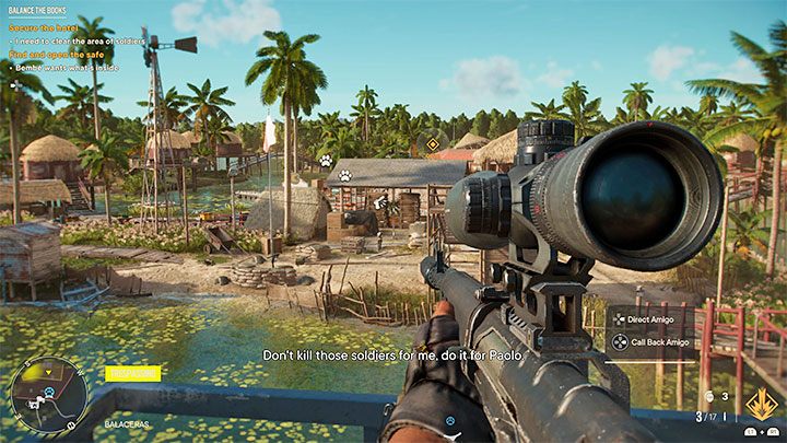 Po zbliżeniu się do hotelu odkryjecie, że na jego terenie przebywa całkiem pokaźna grupa wrogich żołnierzy - Far Cry 6: Równowaga finansowa (Balance the Books) - solucja, opis przejścia - Far Cry 6 - poradnik do gry