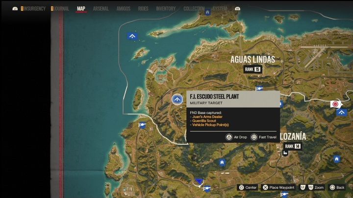 Lokalizacja: Południowo zachodnia części Aguas Lindas - Far Cry 6: Madrugada - Bazy FND, lista celów wojskowych - Far Cry 6 - poradnik do gry