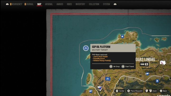 Lokalizacja: Na niewielkiej wyspie, w zachodniej części Aguas Lindas - Far Cry 6: Madrugada - Bazy FND, lista celów wojskowych - Far Cry 6 - poradnik do gry