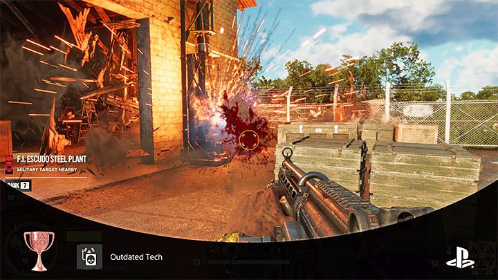 Po sabotowaniu jednego lub kilku alarmów w danej wrogiej lokacji dajcie się celowo zauważyć wrogom i nie atakujcie ich - Far Cry 6: Trofeum Przestarzały sprzęt - jak zdobyć? - Far Cry 6 - poradnik do gry