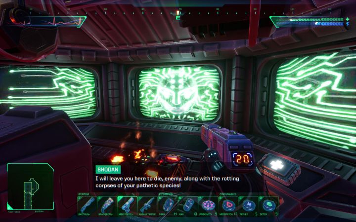 Po znalezieniu się w kokpicie pociągnijcie za dźwignię - System Shock Remake: Użycie kapsuły ratunkowej na Pokładzie startowym - opis zagadki - System Shock Remake - poradnik do gry
