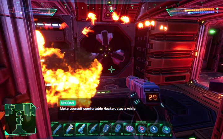 Za każdym razem oddalcie się szybko na bezpieczną odległość lub schowajcie się za zasłoną, bo eksplozja anteny wywoła falę uderzeniową - System Shock Remake: Zniszczenie 4 anten w Inżynierii systemów - opis zagadki - System Shock Remake - poradnik do gry