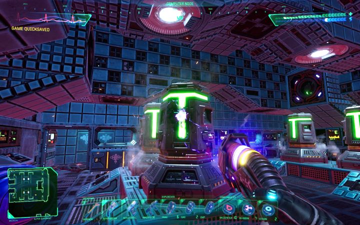 Druga metoda to niszczenie węzłów komputerowych i przykładowe pokazuje obrazek - System Shock Remake: Jak obniżać bezpieczeństwo poziomu? - System Shock Remake - poradnik do gry