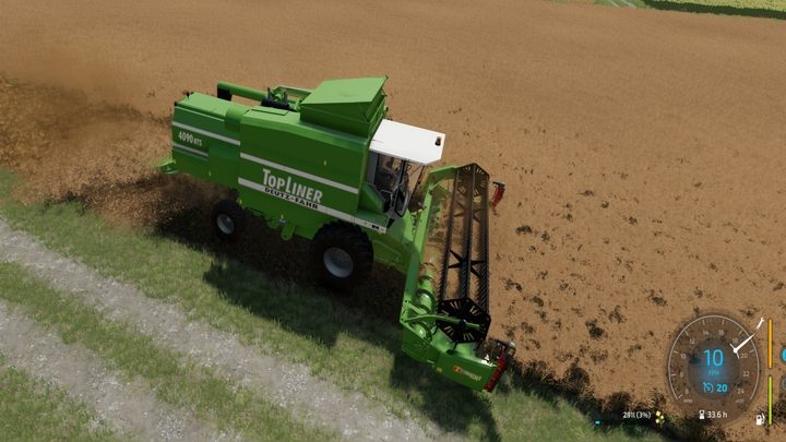 В правом нижнем углу вы можете наблюдать за уровнем заполнения машины — если он заполнится, вы не сможете продолжать работу, пока он не опустеет — Farming Simulator 22: Harvest — Основы — Руководство по Farming Simulator 22