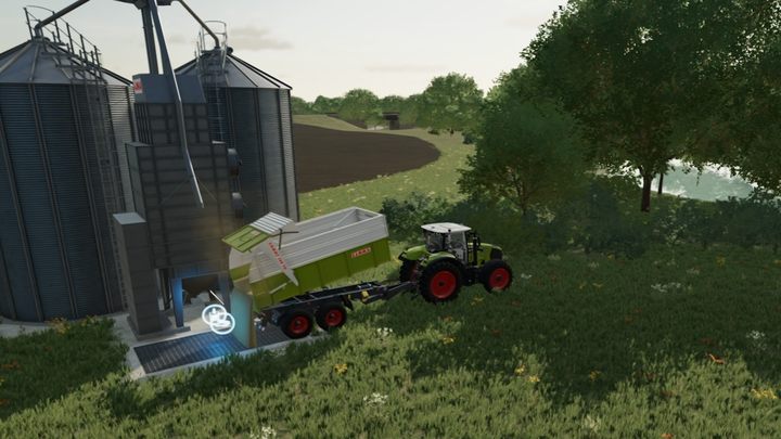Чтобы опорожнить прицеп силоса, просто встаньте на маркер и начните разгрузку - Farming Simulator 22: Harvesting - Farming Simulator 22 Game Guide