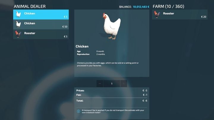 Вы можете купить молодых кур, старших кур и петухов в магазине - Farming Simulator 22: Hens - сельское хозяйство, советы - руководство по игре Farming Simulator 22