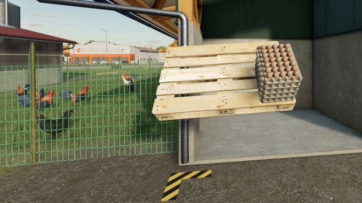 Яйца появляются на поддонах перед пастбищем, в случае курятника - за зданием - Farming Simulator 22: Hens - разведение, советы - руководство по игре Farming Simulator 22