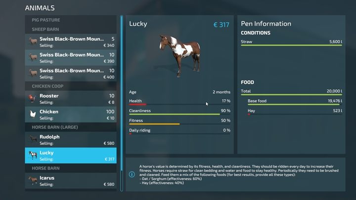 Каждой лошади требуется (теоретически) ежедневная езда для поддержания полной физической формы (фитнеса) - Farming Simulator 22: Лошади - разведение, советы - Farming Simulator 22 - руководство по игре