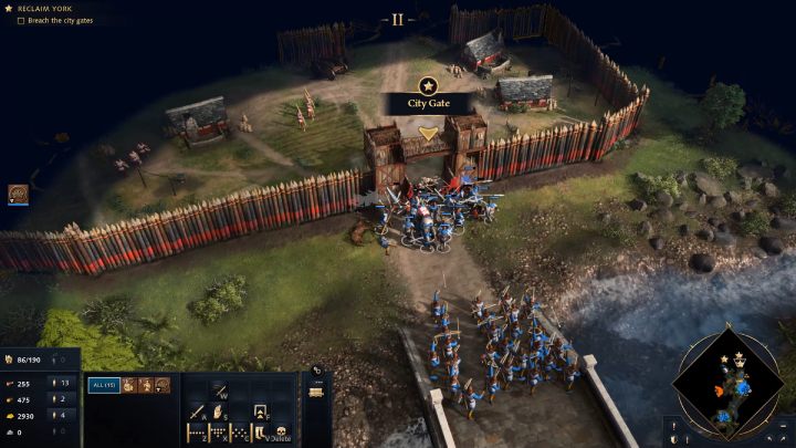 Wyeliminujcie wojsko przeciwnika, a następnie zniszczcie pierwszą bramę miasta - Age of Empires 4: North to York (The Normans) - solucja, opis przejścia - Age of Empires 4 - poradnik do gry