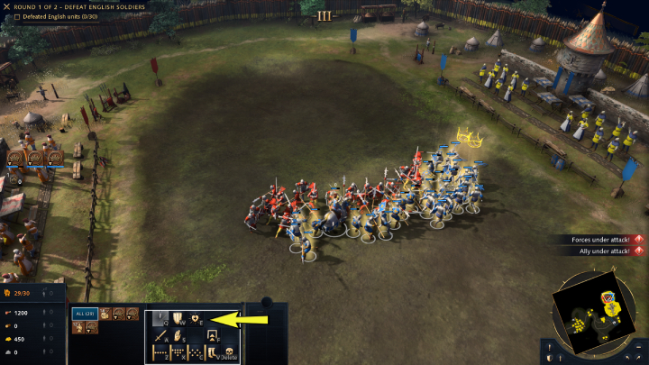 Po wkroczeniu na arenę zacznie się 1 część bitwy - Age of Empires 4: The Combat of the Thirty (The Hundred Years War) - solucja - Age of Empires 4 - poradnik do gry
