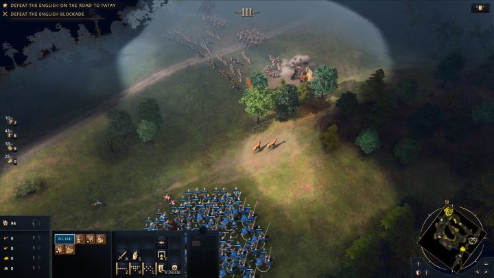 Wejdźcie w las i obejdźcie blokadę, aby zaatakować wroga od tyłu - Age of Empires 4: The Battle of Patay (The Hundred Years War) - solucja - Age of Empires 4 - poradnik do gry