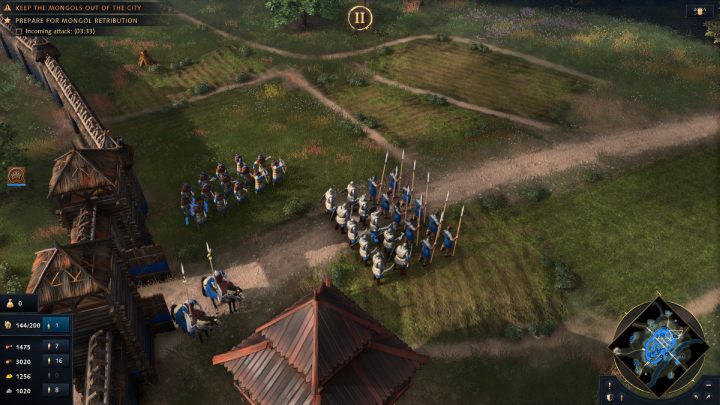 Po rozpoczęciu misji będziecie mieć 5 minut na przygotowanie się do obrony miasta przed najazdem wroga - Age of Empires 4: Hold Against the Horde (The Rise of Moscow) - solucje - Age of Empires 4 - poradnik do gry