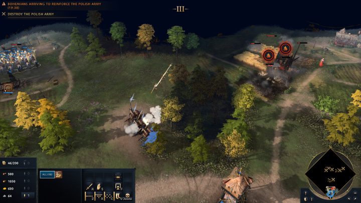 Jednostki Nest of Bees, zapożyczone od chińskich sojuszników, błyskawicznie poradzą sobie z podpaleniem domów - Age of Empires 4: The Battle of Liegnitz (The Mongol Empire) - solucja - Age of Empires 4 - poradnik do gry