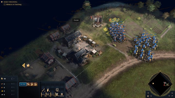 Przed wyruszeniem w dalszą drogę, udajcie się wąską ścieżką na północ i spalcie wszystkie budynki wroga przy Markecie w Doutai - Age of Empires 4: The Song Fortress (The Mongol Empire) - solucja - Age of Empires 4 - poradnik do gry