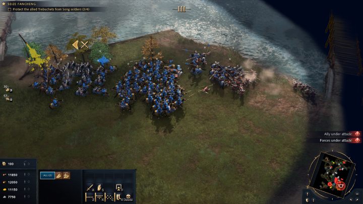 Ustawcie swoją armię przy machinach i eliminujcie wszystkie oddziały chińczyków nadciągające od strony sąsiedniego mostu - Age of Empires 4: The Song Fortress (The Mongol Empire) - solucja - Age of Empires 4 - poradnik do gry