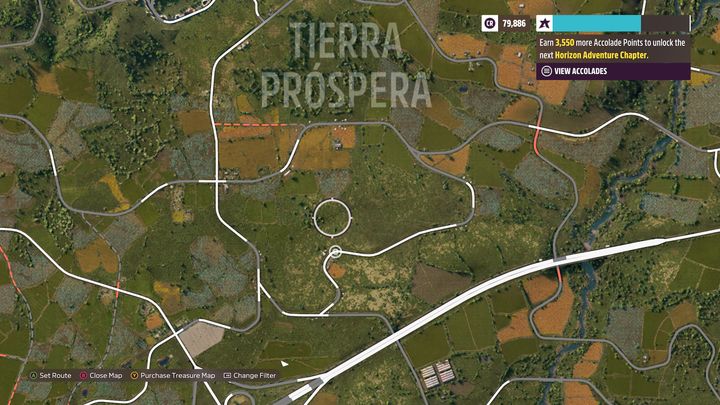 Stodoła z zapomnianym wozem znajduje się we wskazanym na mapie okręgu, na południe od Tierra Prospera - Forza Horizon 5: Wszystkie zapomniane wozy - lista - Forza Horizon 5 - poradnik do gry