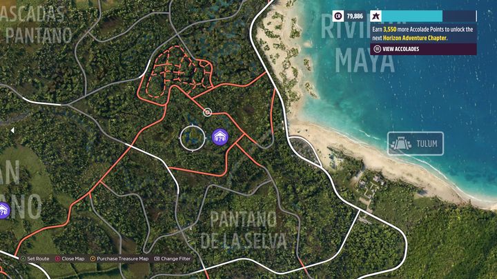 Stodoła z ostatnim zapomnianym wozem znajduje się we wschodniej części mapy, na północ od Pantano De La Selva - Forza Horizon 5: Wszystkie zapomniane wozy - lista - Forza Horizon 5 - poradnik do gry