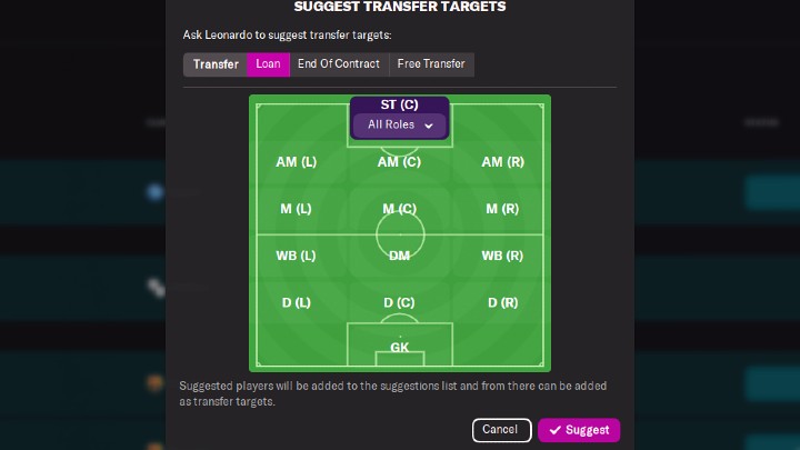 Co więcej, zawsze możecie poprosić swoich pracowników, aby zasugerowali piłkarzy do wypożyczenia na wybrane przez siebie pozycje - Football Manager 2022: Wypożyczanie zawodników - Football Manager 2022 - poradnik do gry