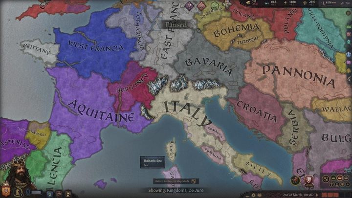 Widok królestw - Crusader Kings 3: Tryby mapy - Crusader Kings 3 - poradnik do gry
