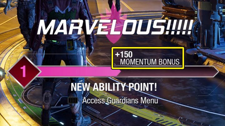 Na koniec każdej bitwy otrzymacie informacje o otrzymanych podstawowych punktach doświadczenia oraz o bonusowym XP przydzielonym za pasek impetu - Guardians of the Galaxy: Jak zdobywać XP? - Guardians of the Galaxy - poradnik do gry