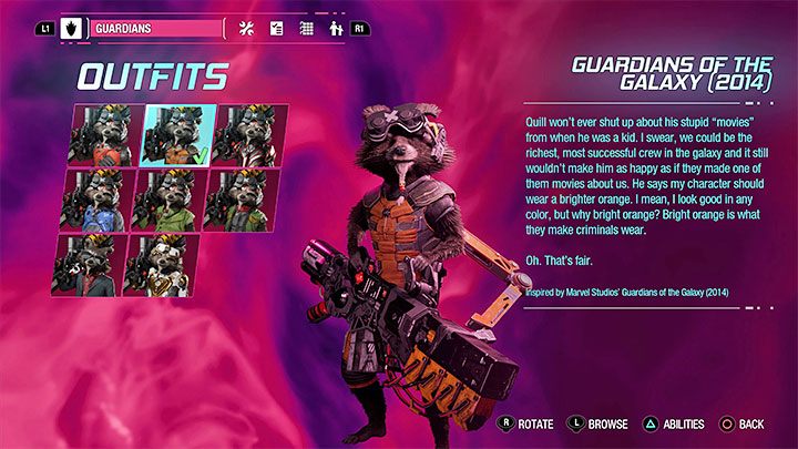 Strój Guardians of the Galaxy 2014 dla Rocketa do odnalezienia jest w rozdziale 1 kampanii - Guardians of the Galaxy: Stroje z filmu - czy są w grze? - Guardians of the Galaxy - poradnik do gry
