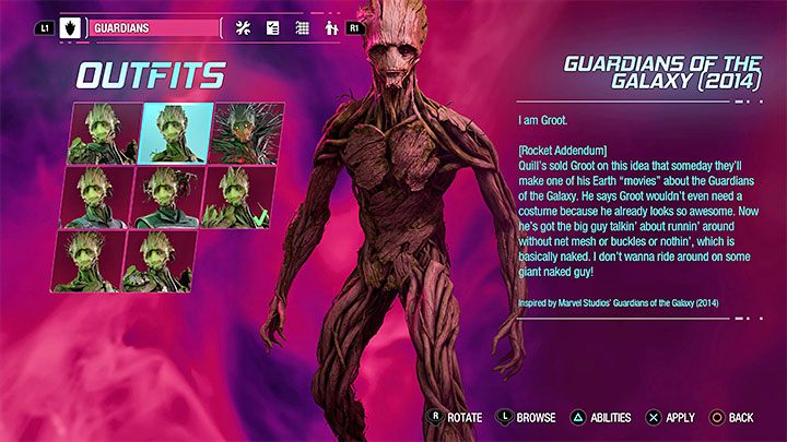 Strój Guardians of the Galaxy 2014 dla Groota do odnalezienia jest w rozdziale 1 kampanii - Guardians of the Galaxy: Stroje z filmu - czy są w grze? - Guardians of the Galaxy - poradnik do gry