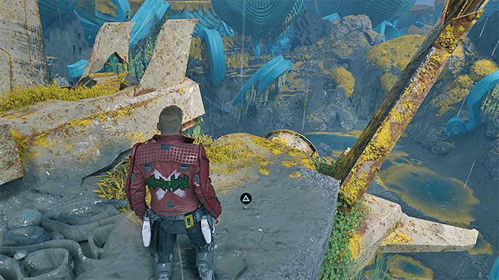 Po odblokowaniu przejścia wdrapcie się dalej na górę i rozejrzyjcie się za sekretem leżącym na dużym zarośniętym wraku - Guardians of the Galaxy: Rozdział 3 - wszystkie sekrety/znajdźki, lista - Guardians of the Galaxy - poradnik do gry