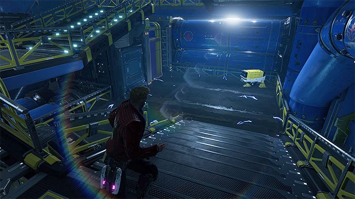 Okazja do odnalezienia stroju pojawia się niedługo po poproszeniu Groota o rozwinięcie mostu - miejsce to pokazuje obrazek 1 - Guardians of the Galaxy: Rozdział 7 - wszystkie sekrety/znajdźki, lista - Guardians of the Galaxy - poradnik do gry