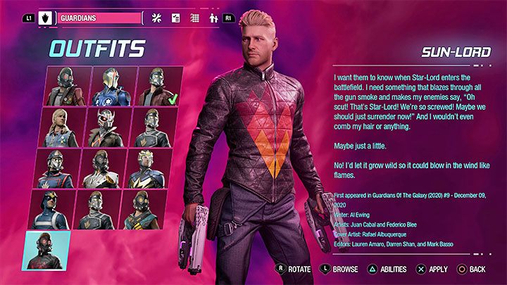 Strój ten automatycznie otrzymacie w trakcie przechodzenia gry - Guardians of the Galaxy: Star-Lord (Peter Quill) - stroje - Guardians of the Galaxy - poradnik do gry