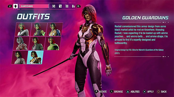Strój ten automatycznie otrzymacie w trakcie przechodzenia gry - Guardians of the Galaxy: Gamora - stroje - Guardians of the Galaxy - poradnik do gry