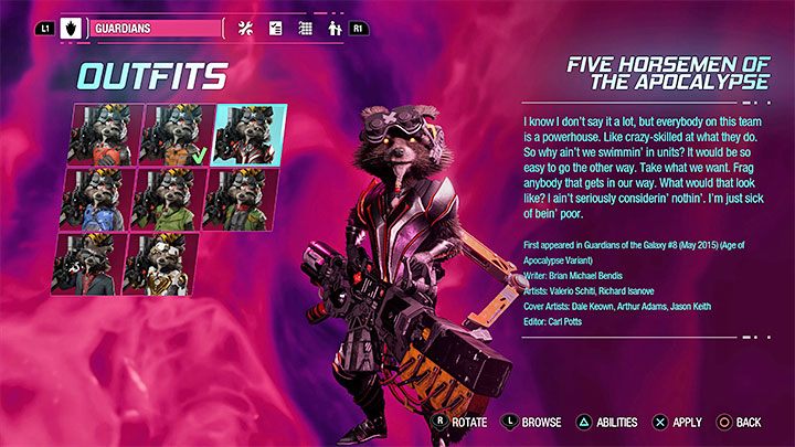 Strój ten jest do odnalezienia jako sekret w rozdziale 4 - Guardians of the Galaxy: Rocket - stroje - Guardians of the Galaxy - poradnik do gry