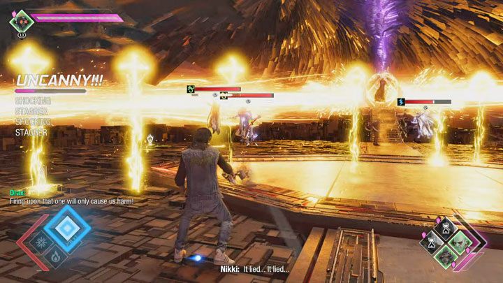 W trakcie walk pozostawajcie w ruchu i nie pozwalajcie Unifikatorom zbliżyć się do bohatera, bo mogą wtedy wyprowadzić atak wręcz - Guardians of the Galaxy: Wielki Unifikator Raker - jak pokonać? - Guardians of the Galaxy - poradnik do gry