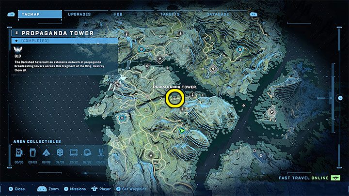 Wieża jest w północnej części regionu - Halo Infinite: Wieże propagandowe (Blokada) - Halo Infinite - poradnik do gry