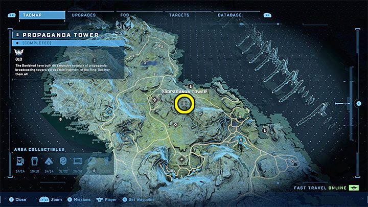 Wieża jest w centralnej części regionu - Halo Infinite: Wieże propagandowe (Kontakty) - Halo Infinite - poradnik do gry