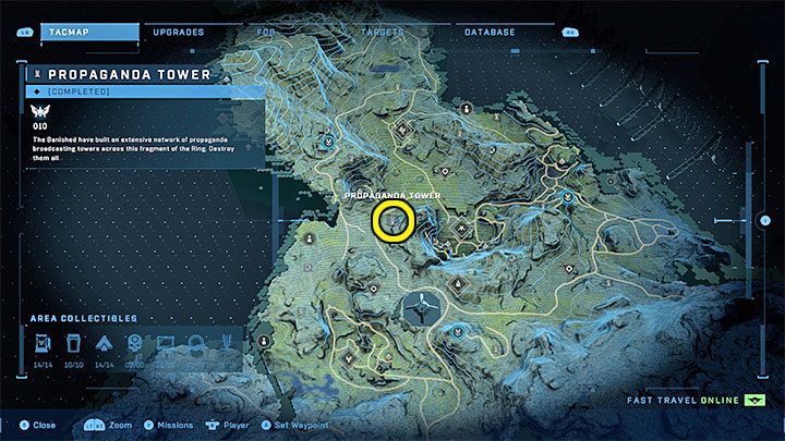 Wieża jest w centralnej części regionu, niedaleko Wykopalisk - Halo Infinite: Wieże propagandowe (Kontakty) - Halo Infinite - poradnik do gry