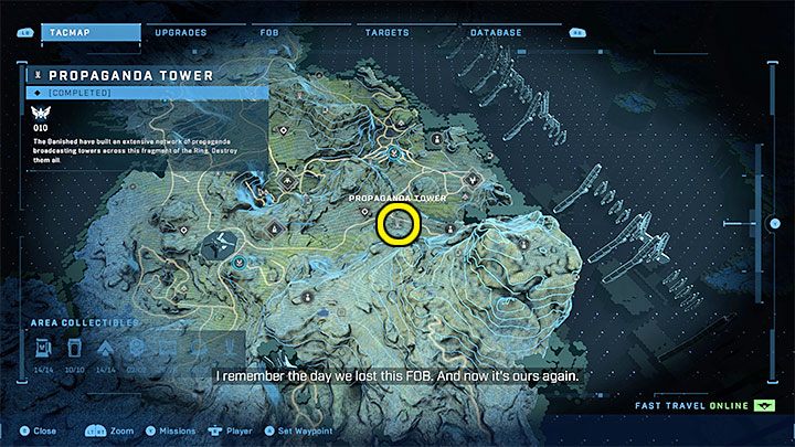 Wieża jest w centralnej części regionu - Halo Infinite: Wieże propagandowe (Kontakty) - Halo Infinite - poradnik do gry
