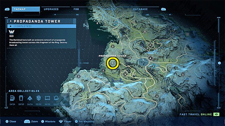 Wieża jest w zachodniej części regionu - Halo Infinite: Wieże propagandowe (Kontakty) - Halo Infinite - poradnik do gry