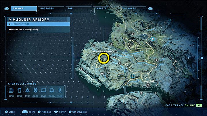 Zbrojownia jest w zachodniej części regionu - Halo Infinite: Zbrojownie i rdzenie Spartan (Kontakty) - Halo Infinite - poradnik do gry