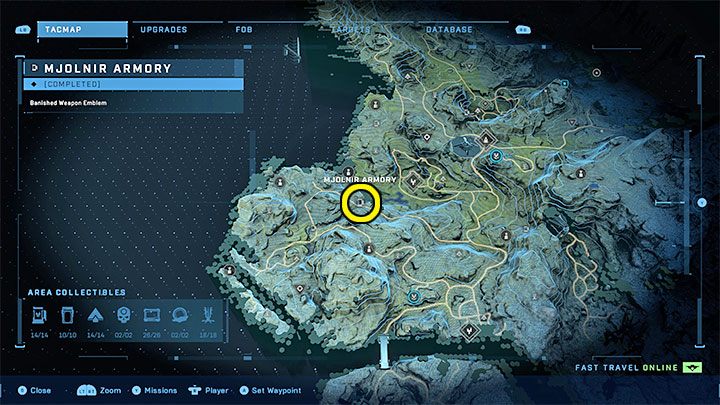 Zbrojownia jest w zachodniej części regionu - Halo Infinite: Zbrojownie i rdzenie Spartan (Kontakty) - Halo Infinite - poradnik do gry