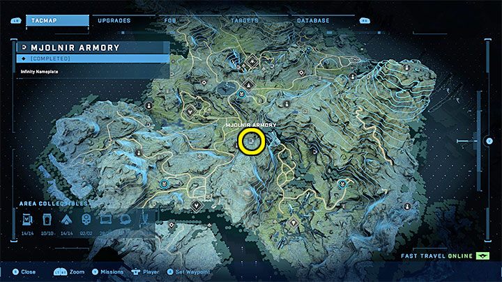 Zbrojownia jest w południowej części regionu - Halo Infinite: Zbrojownie i rdzenie Spartan (Kontakty) - Halo Infinite - poradnik do gry