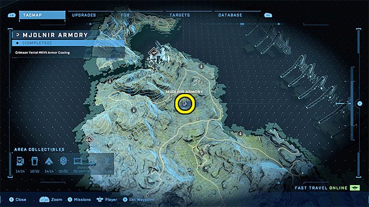 Zbrojownia jest w północnej części regionu, niedaleko jednego z artefaktów Prekursorów - Halo Infinite: Zbrojownie i rdzenie Spartan (Kontakty) - Halo Infinite - poradnik do gry