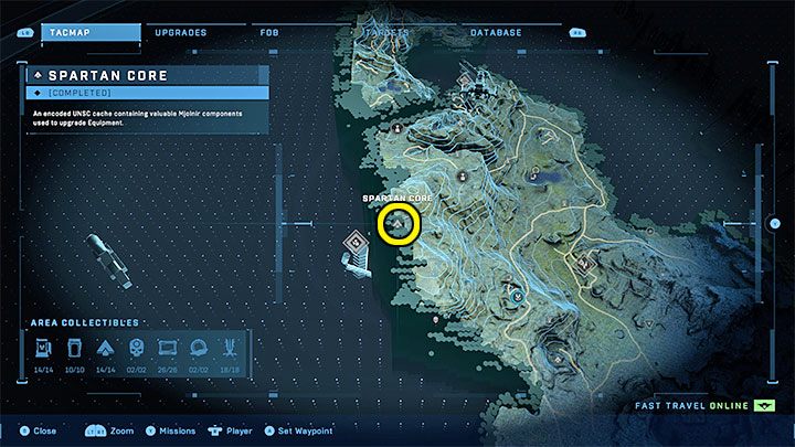 Rdzeń jest w północno-zachodniej części regionu, niedaleko przepaści - Halo Infinite: Zbrojownie i rdzenie Spartan (Kontakty) - Halo Infinite - poradnik do gry