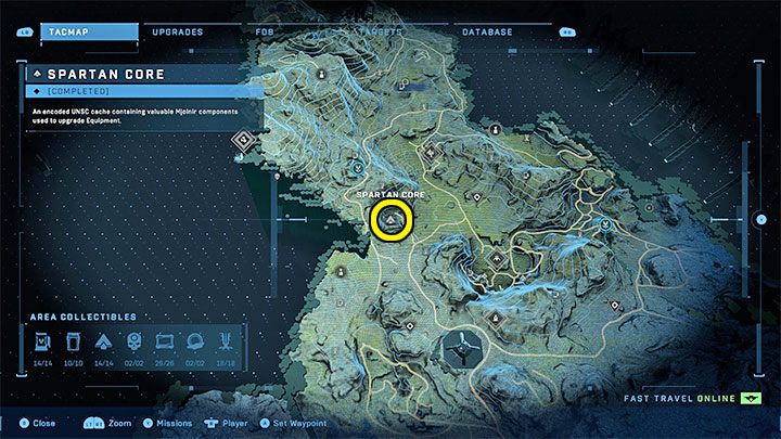 Rdzeń jest w centralnej części regionu, niedaleko jednej z baz WBO - Halo Infinite: Zbrojownie i rdzenie Spartan (Kontakty) - Halo Infinite - poradnik do gry