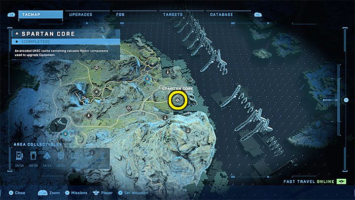 Rdzeń jest we wschodniej części regionu, obok głównych zabudowań posterunku Róg abolicji - Halo Infinite: Zbrojownie i rdzenie Spartan (Kontakty) - Halo Infinite - poradnik do gry